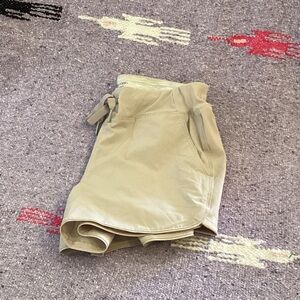 Calvin Klein Performance Women's Ribbed Waistband Shorts Beige Size S